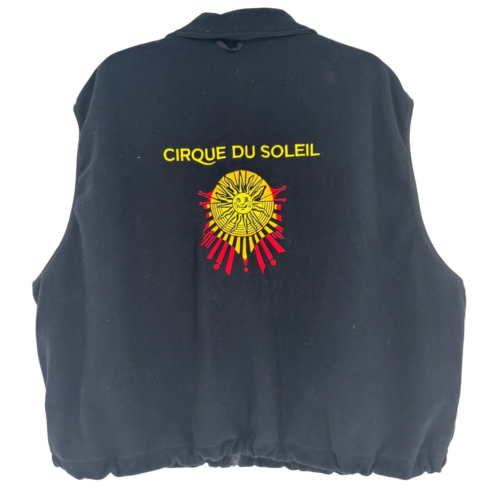 Cirque du Soleil Womens Fleece Vest Sun Logo Black Lightweight Full Zip Size 4XL